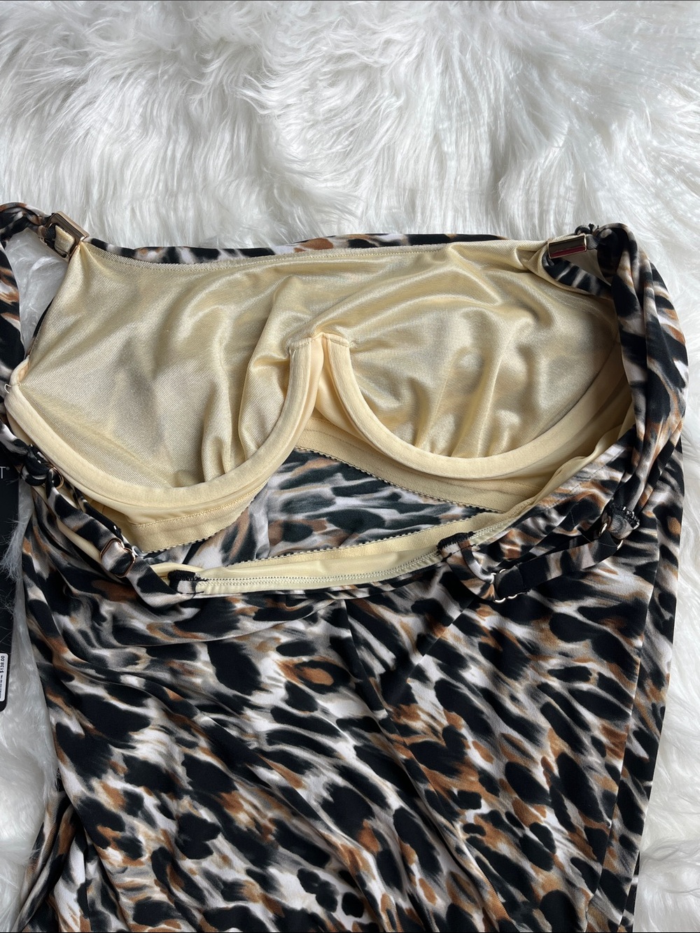 Miraclesuit Dazzle Leopard Tankini Top Womens 8 Underwire Tummy Control Resort - Picture 7 of 10